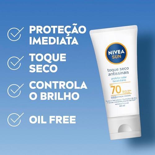         NIVEA SUN Protetor Solar Facial Toque Seco Antissinais FPS 70 40ml - Com muito alta proteção contra raios UVA/UVB, controla o brilho e previne o envelhecimento precoce, com toque seco e textura não oleosa       